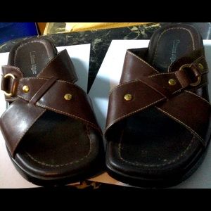 Etienne Aigner Brown slide sandals size 8 1/2 M